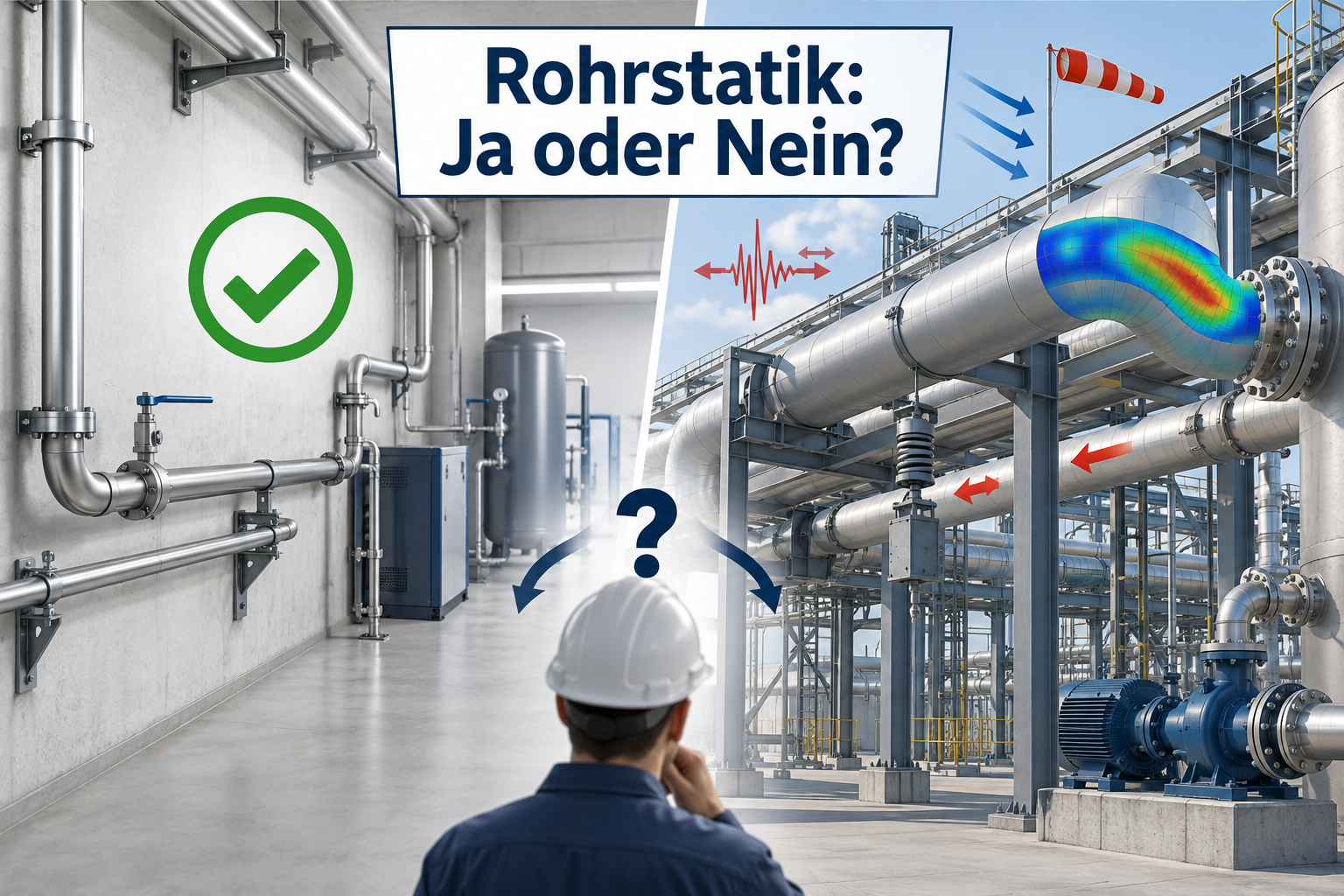 Mann überlegt ob er eine rohrstatische Berechnung benötigt.