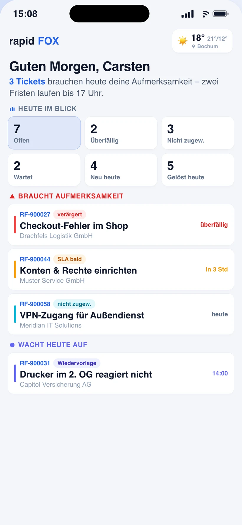 rapidFOX-App: Morgen-Briefing